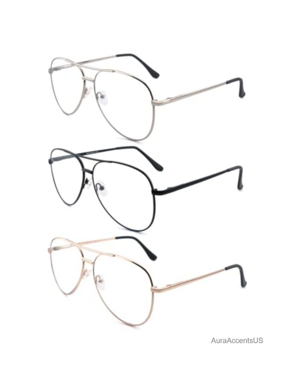 Aviator Reading Glasses Blue Light Blocking Metal Spring Hinge 3 Pack